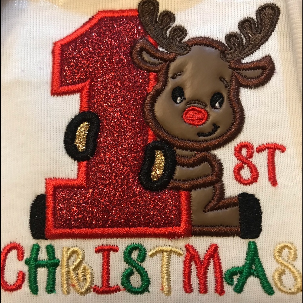 Embroidered Babies First Christmas Organic Onesie